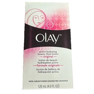 Olay Active Hydrating Beauty Fluid Lotion 4 Oz Face &‎ Neck Lotion Non-Greasy